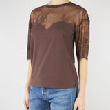 T-shirt Cioccolato in jersey con pizzo RA6132J5003 90913 BLUGIRL 