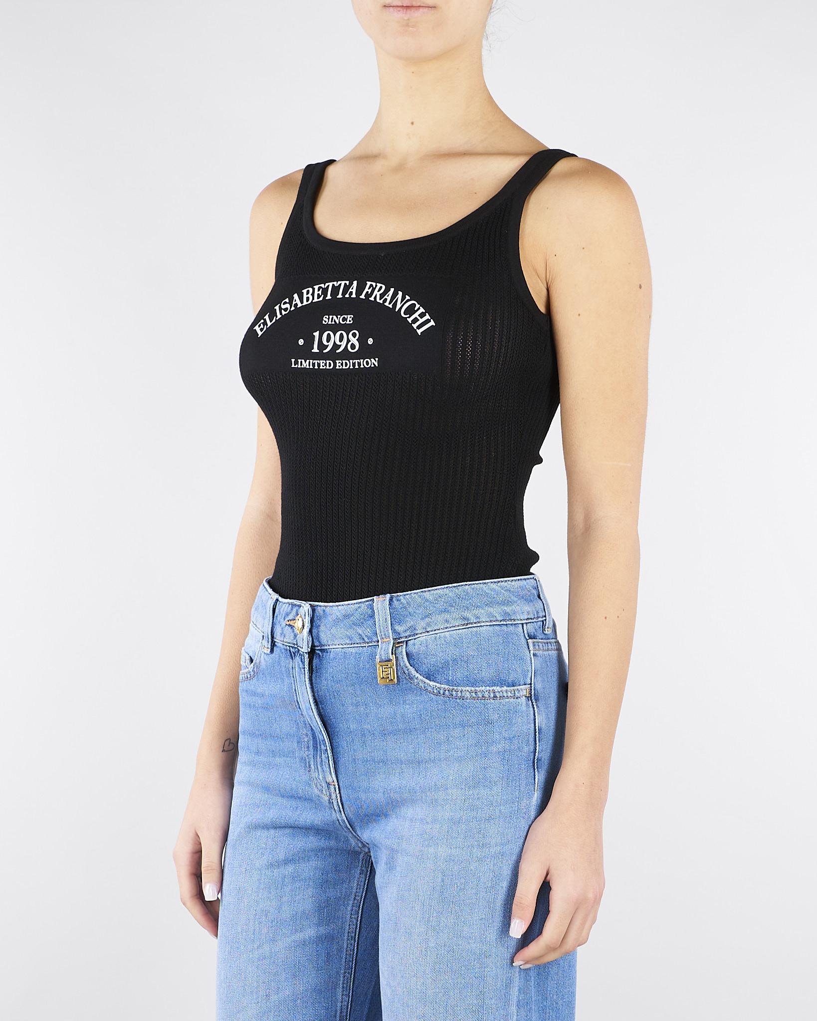 Body Nero in maglia con logo stampato BK81Q61E2 110 ELISABETTA FRANCHI 