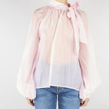 Camicia Rosa in organza con fiocco TAB0210 40 VICOLO 