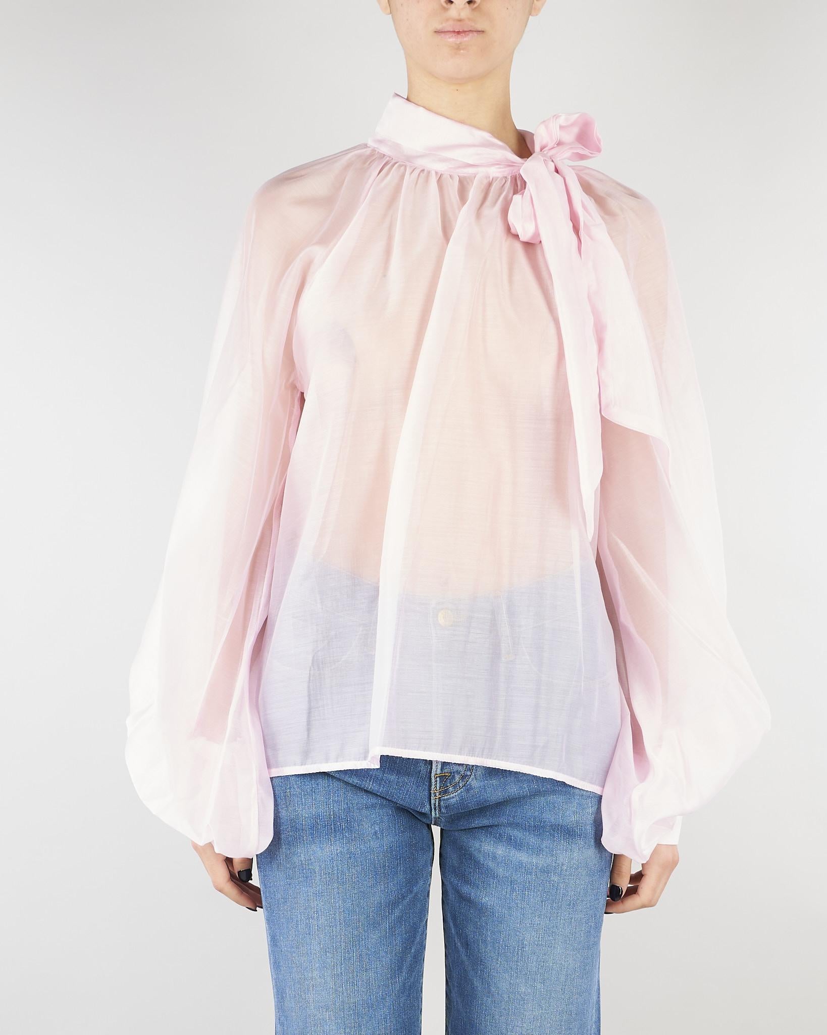 Camicia Rosa in organza con fiocco TAB0210 40 VICOLO 
