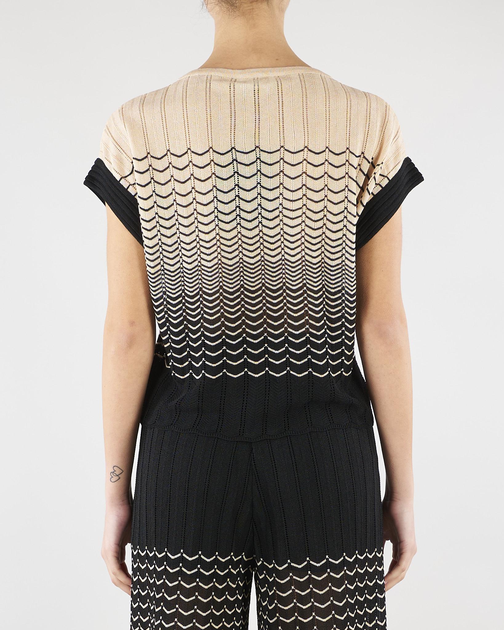 Maglia Micol Crema-Nero con lavorazione ad onde MICOL 810 NENETTE 