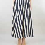 Gonna a pieghe Blu-Panna in popeline stampato WKDUOMO 6 MAX MARA WEEKEND 
