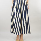Gonna a pieghe Blu-Panna in popeline stampato WKDUOMO 6 MAX MARA WEEKEND 