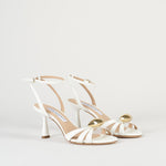 Sandalo Bianco in pelle con accessorio gold 7523 1 FRANCESCO SACCO 