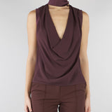 Top Cacao in georgette di viscosa CA13461E2 644 ELISABETTA FRANCHI 