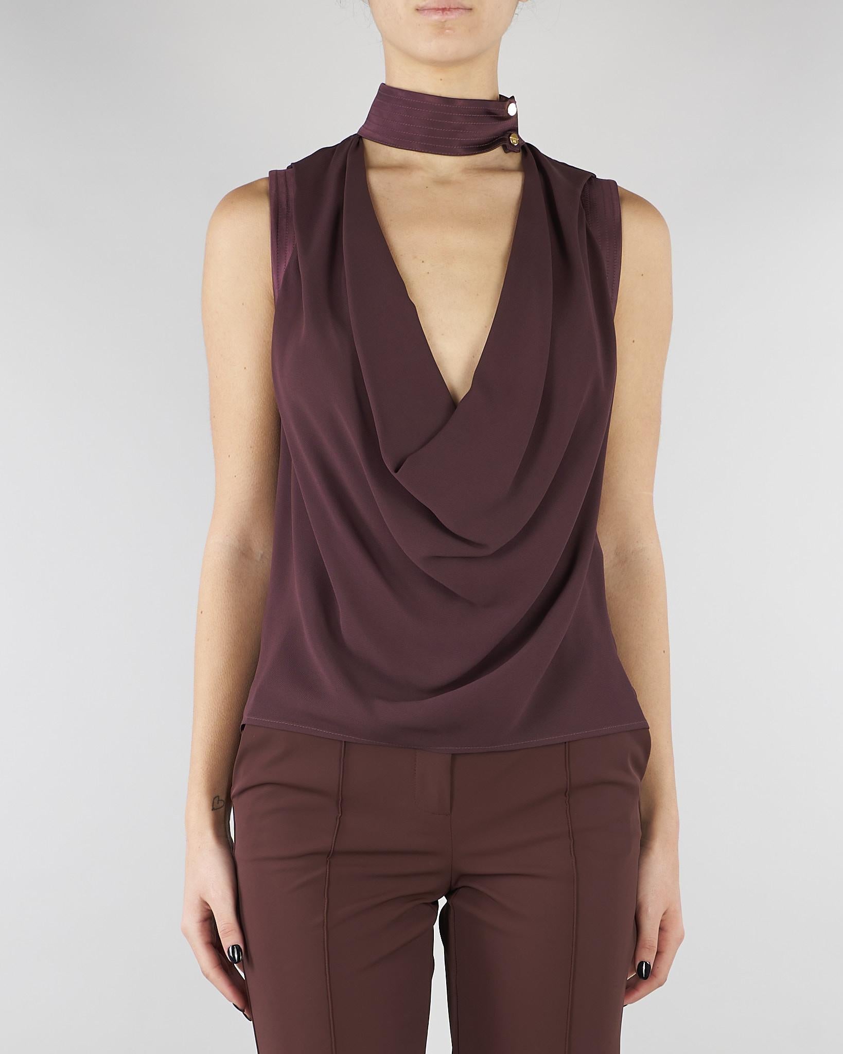 Top Cacao in georgette di viscosa CA13461E2 644 ELISABETTA FRANCHI 