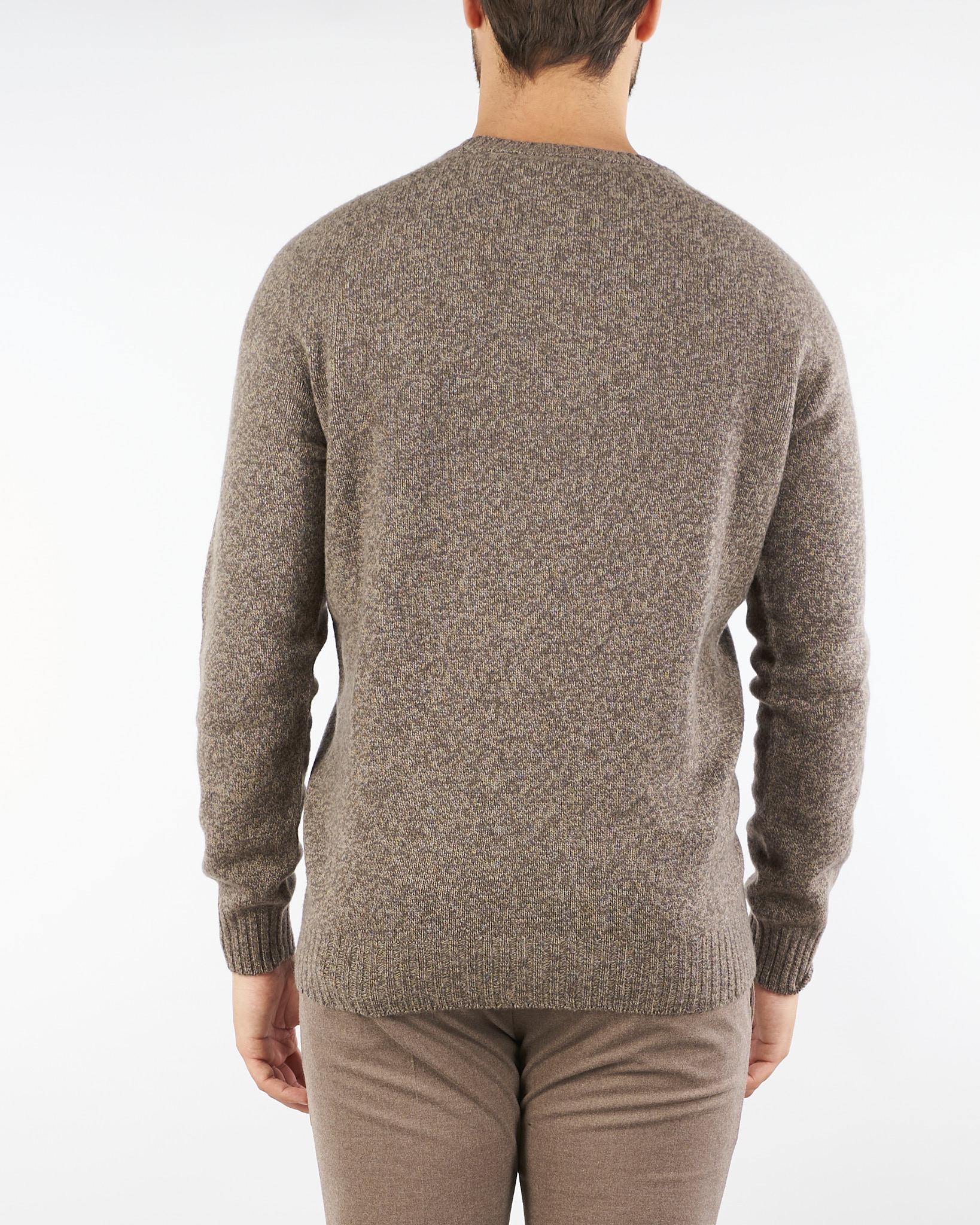 Maglia Marrone Melange in pura lana e cashmere 50657 35 JEORDIE'S 