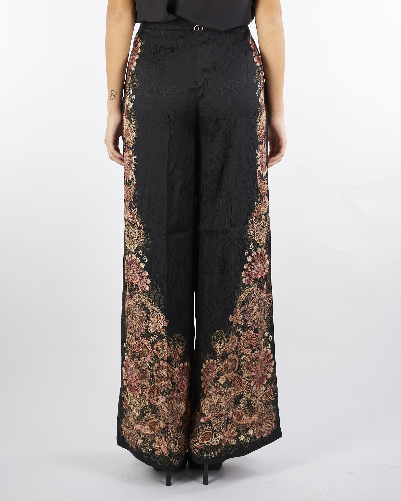 Pantaloni Nero a palazzo jacquard con stampa TP2041 12742 TWIN SET 