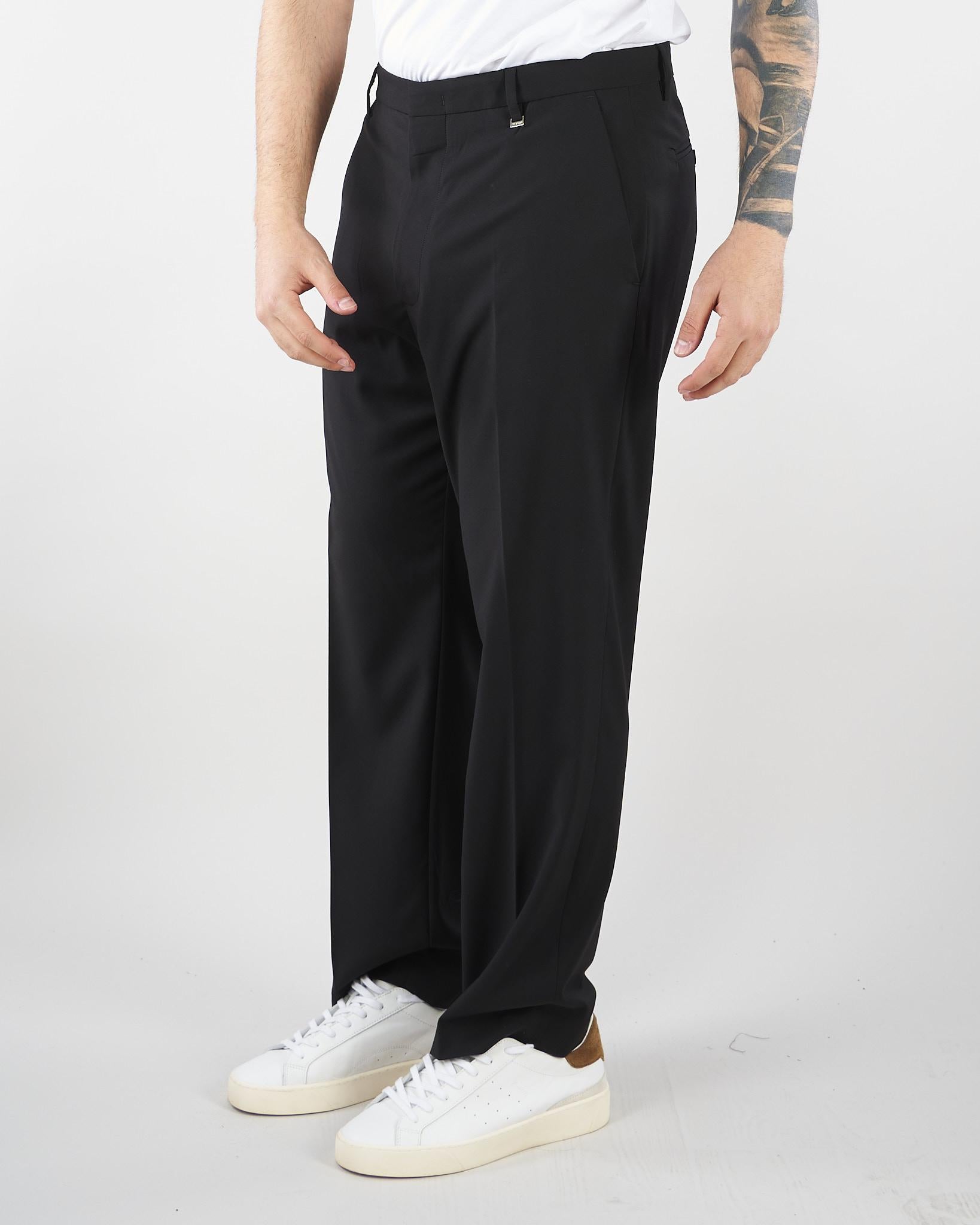 Pantalone Nero gamba dritta crop fit PA3683 9 I'M BRIAN 