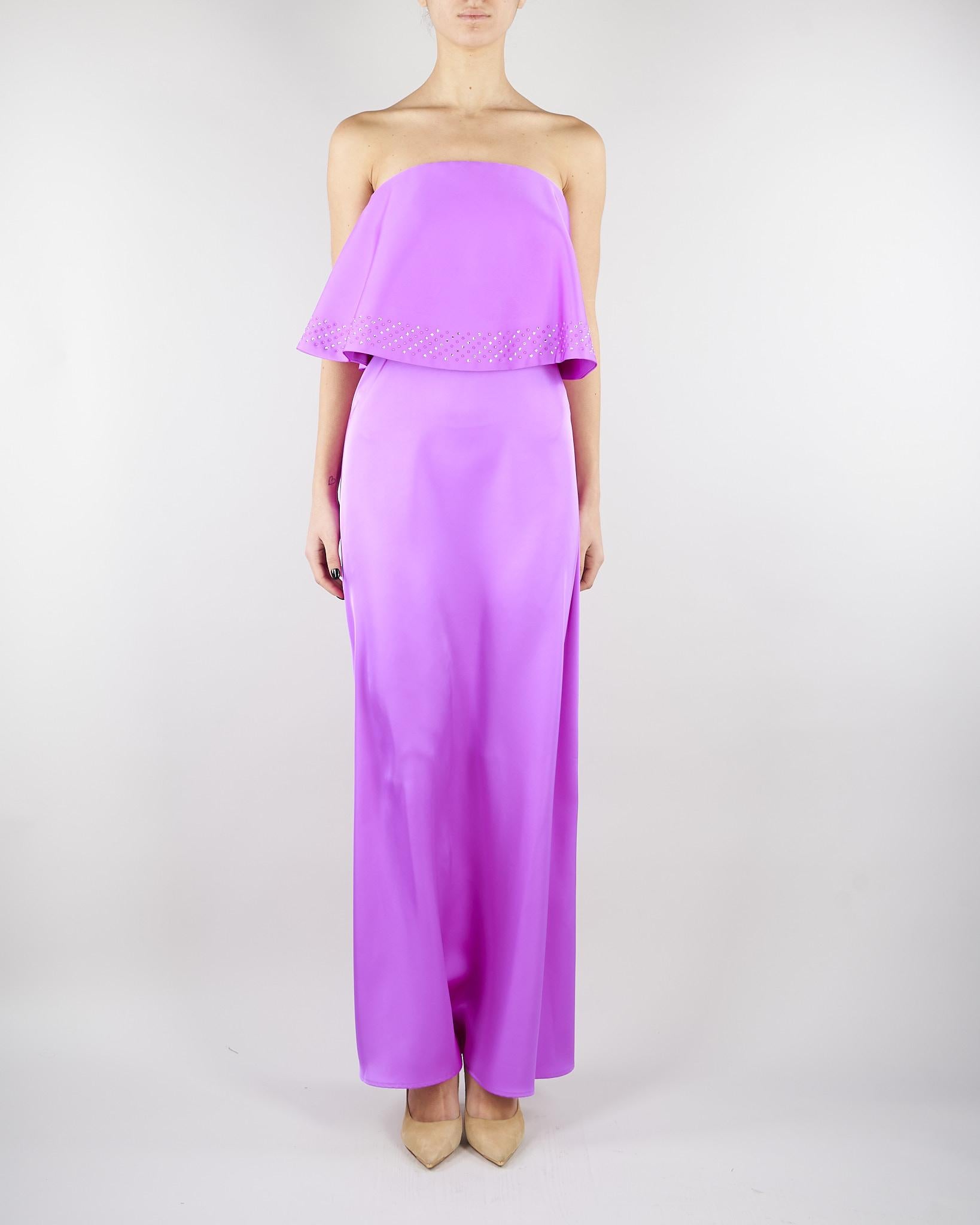 Abito in satin Orchidea con strass AB10301TRAS0040 V0004 SIMONA CORSELLINI 