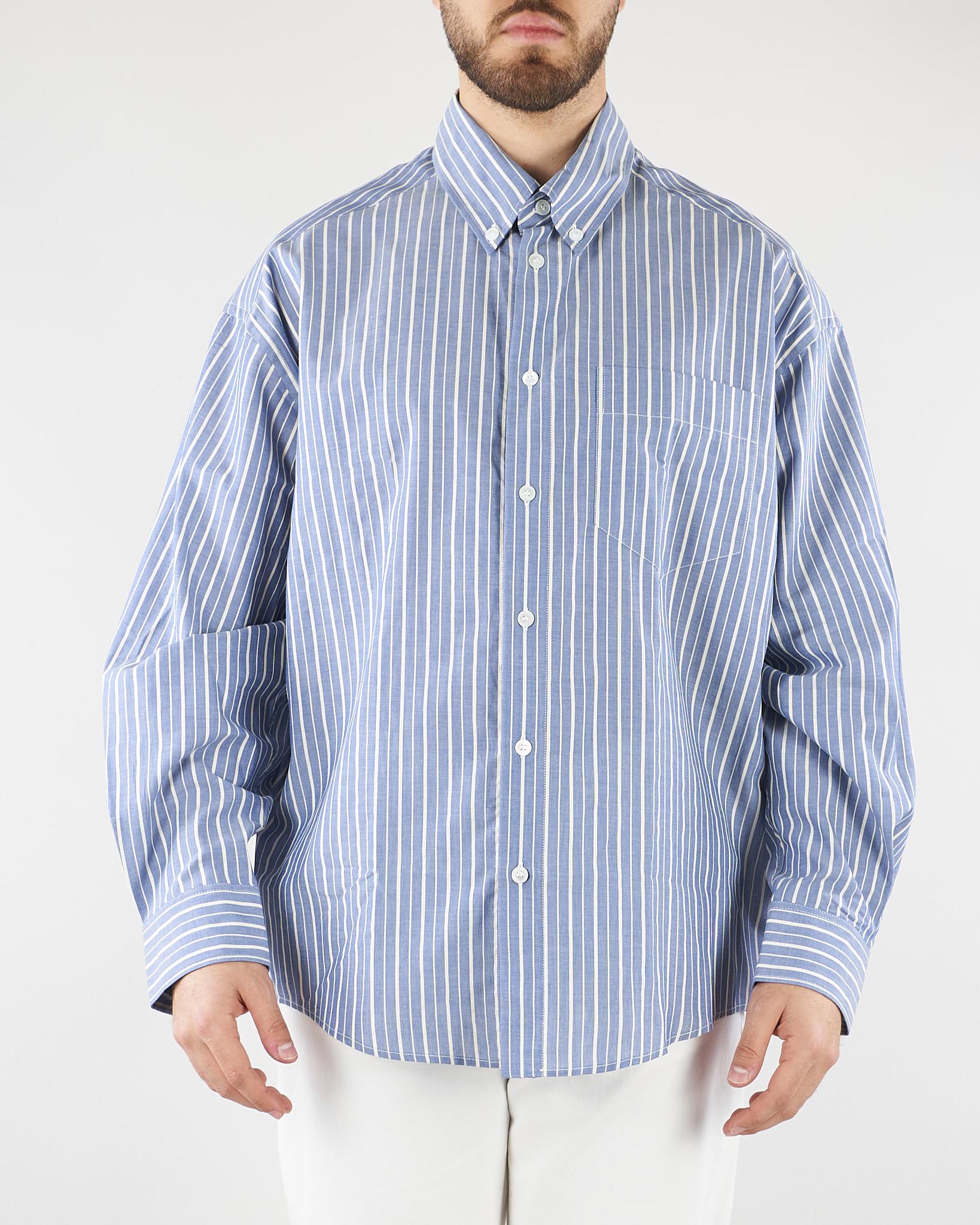 Camicia in cotone Blu-Bianco a righe Relaxed fit G2011522 RD11 PAOLO PECORA 
