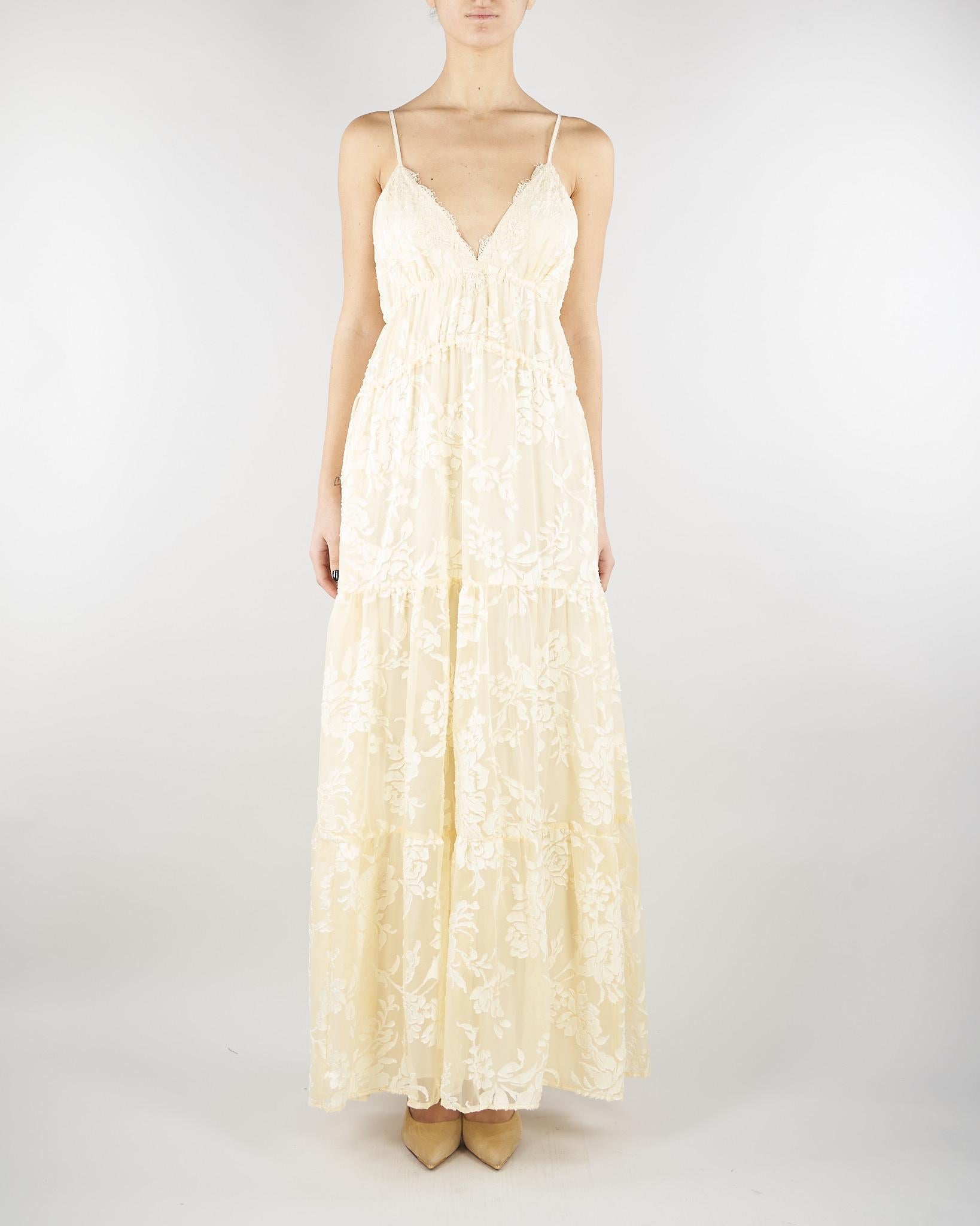 Abito Vaniglia a balze in raso devorè floreale D48EQ024E60 MFB31 ERMANNO BY ERMANNO SCERVINO 