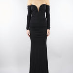 Abito Nero Red Carpet in jersey crêpe con drappeggi ABR1061E2 110 ELISABETTA FRANCHI 