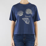 T-shirt Blu in jersey di cotone con stampa WKDSABATO 4 MAX MARA WEEKEND 