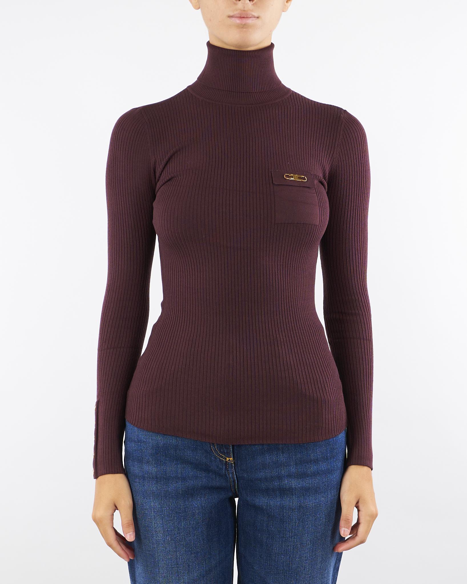 Maglia Merlot a costine con taschino MK11B56E2 EA4 ELISABETTA FRANCHI 