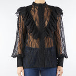 Camicia Nero in pizzo con rouches ACT15175CA0602 99 ACTUALEE 