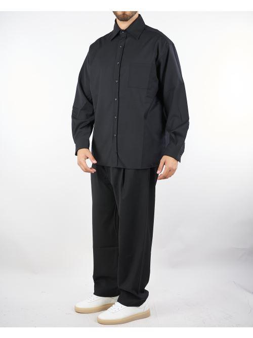 Pantalone Nero Relaxed fit con pences e fondo ampio F5PKMAPA140 110 A PAPER KID 