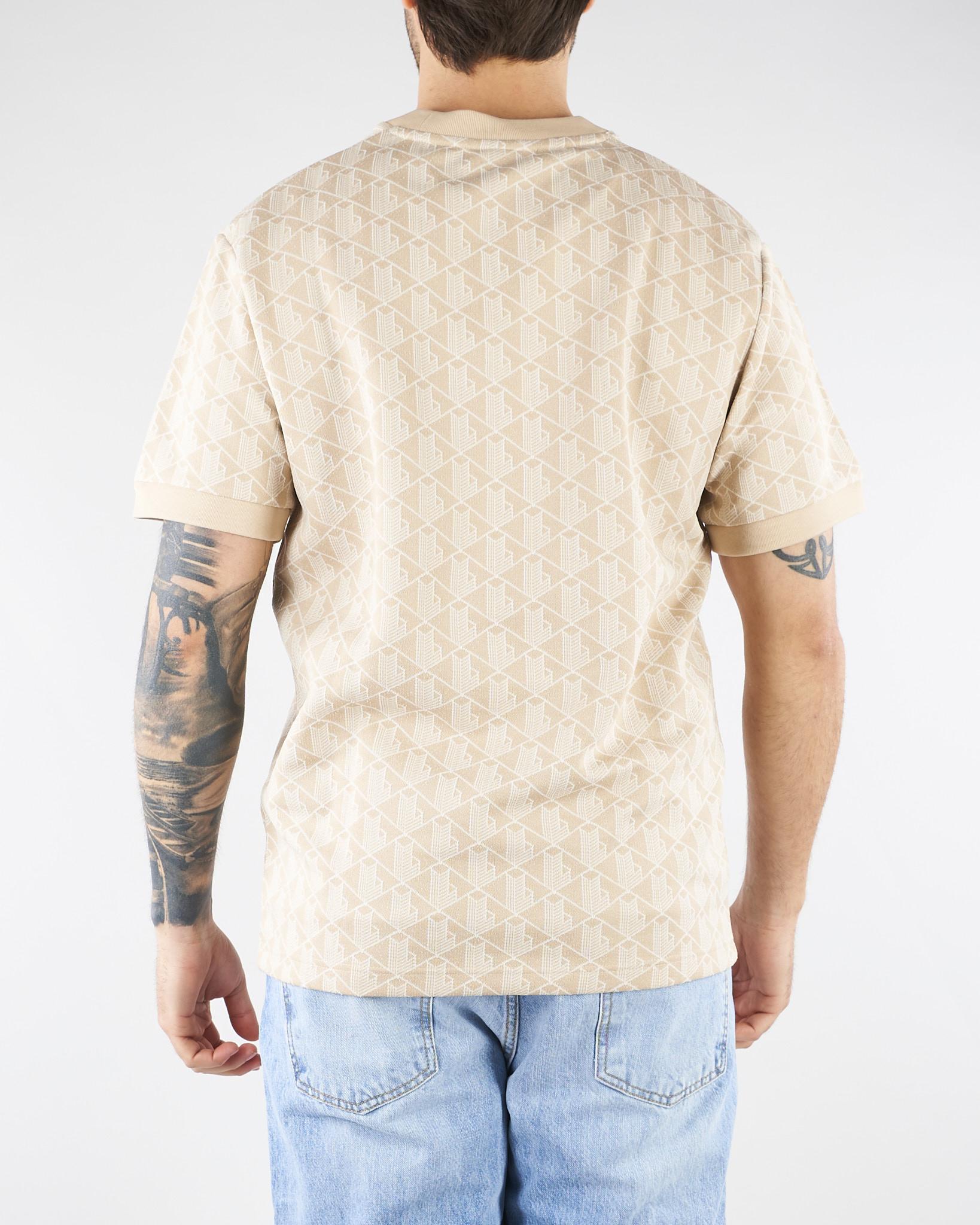 T-shirt Beige slim fit con monogramma jacquard TH1197 8GI LACOSTE 