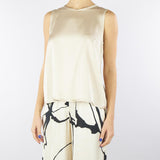 Blusa Crema in viscosa con apertura sul retro