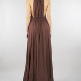 Abito Marrone svasato con pizzo ricamato D48EQ058ES7 MFB24 ERMANNO BY ERMANNO SCERVINO 