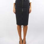 Gonna Nero in crêpe leggero con zip<BR/> GO13456E2 110 ELISABETTA FRANCHI 