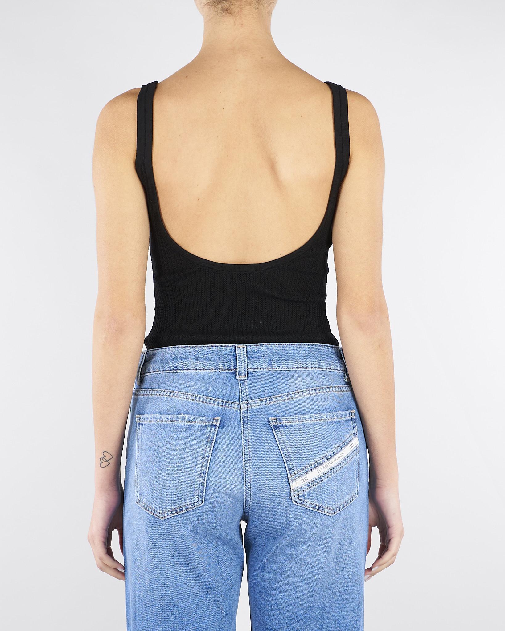 Body Nero in maglia con logo stampato BK81Q61E2 110 ELISABETTA FRANCHI 