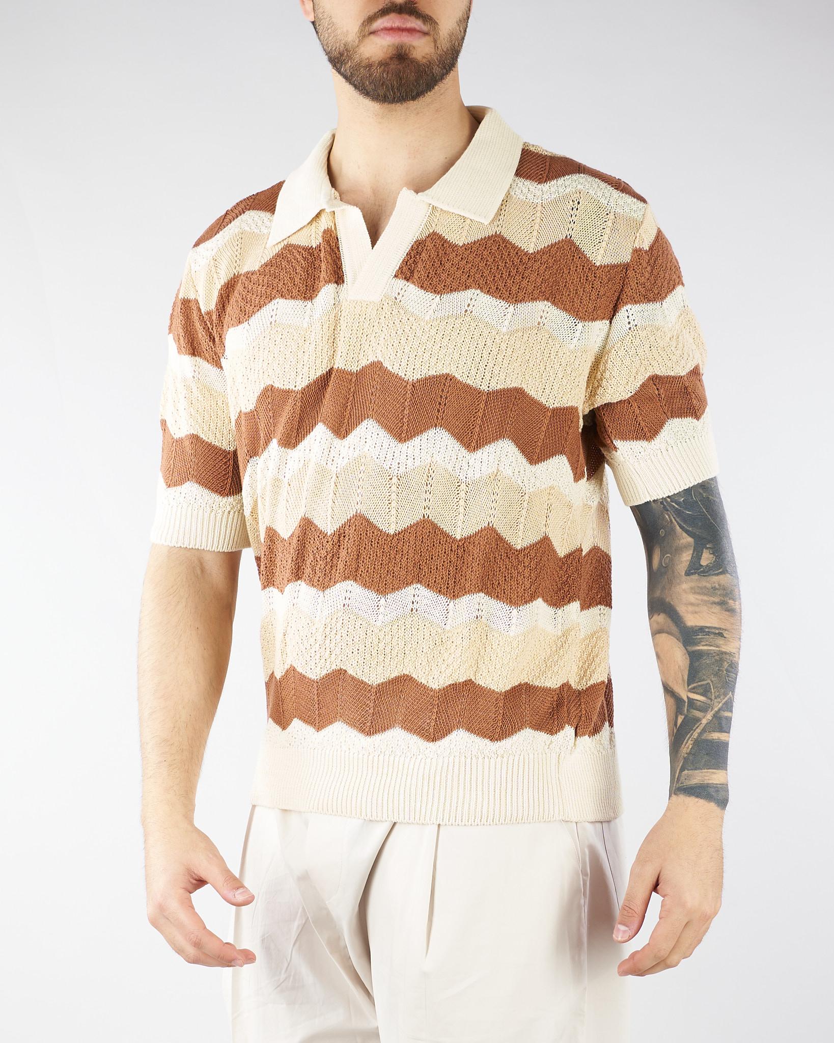 Maglia Polo Crema-Coccio S6PKMAKP073 200 A PAPER KID 