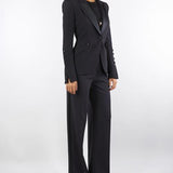 Pantaloni Nero in crêpe leggero con dettagli smoking PA12656E2 110 ELISABETTA FRANCHI 