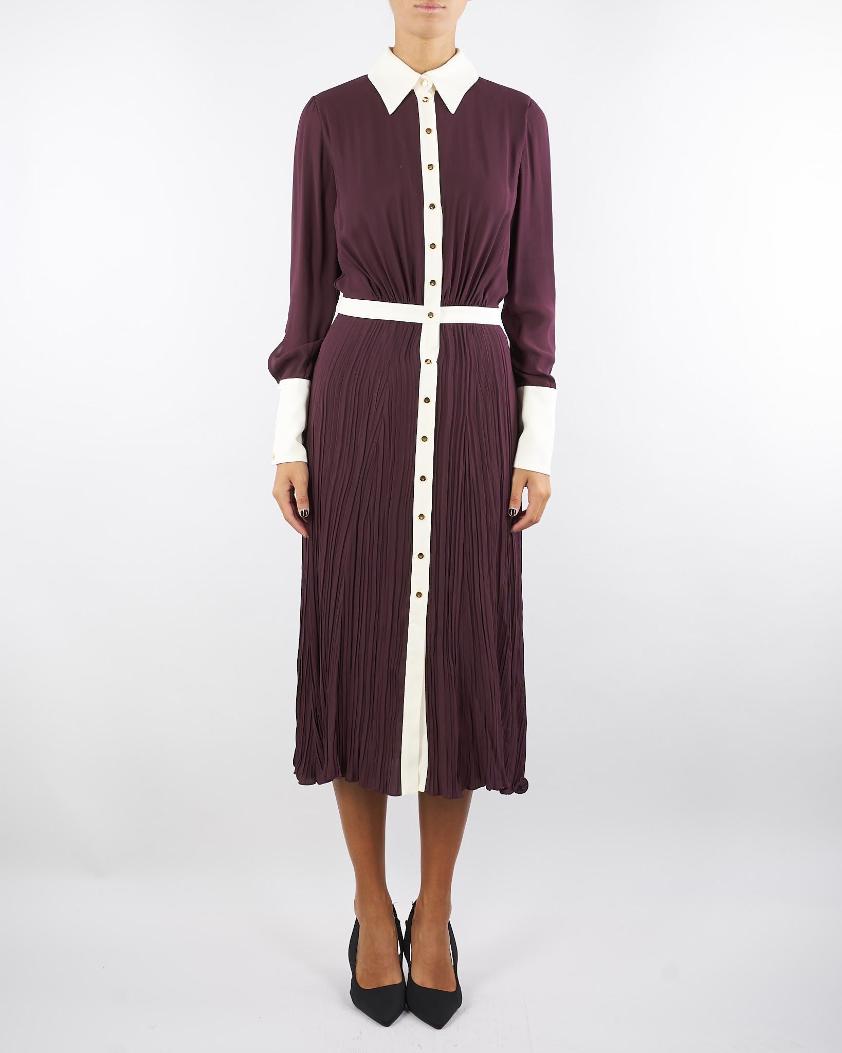 Abito Merlot-Milk color-block in georgette di viscosa ABT0256E2 EH8 ELISABETTA FRANCHI 