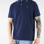 Polo Blu in pique di cotone con profili a contrasto 4032M550263265 89 MANUEL RITZ 
