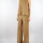 Pantalone Tabacco ampio semielasticato in voile unito PT1423460238 024 SEVENTY 