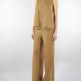 Pantalone Tabacco ampio semielasticato in voile unito PT1423460238 024 SEVENTY 