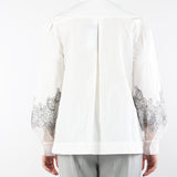 Camicia Bianco in cotone con ricami in pizzo sulle maniche A3129559 3 CLIPS 