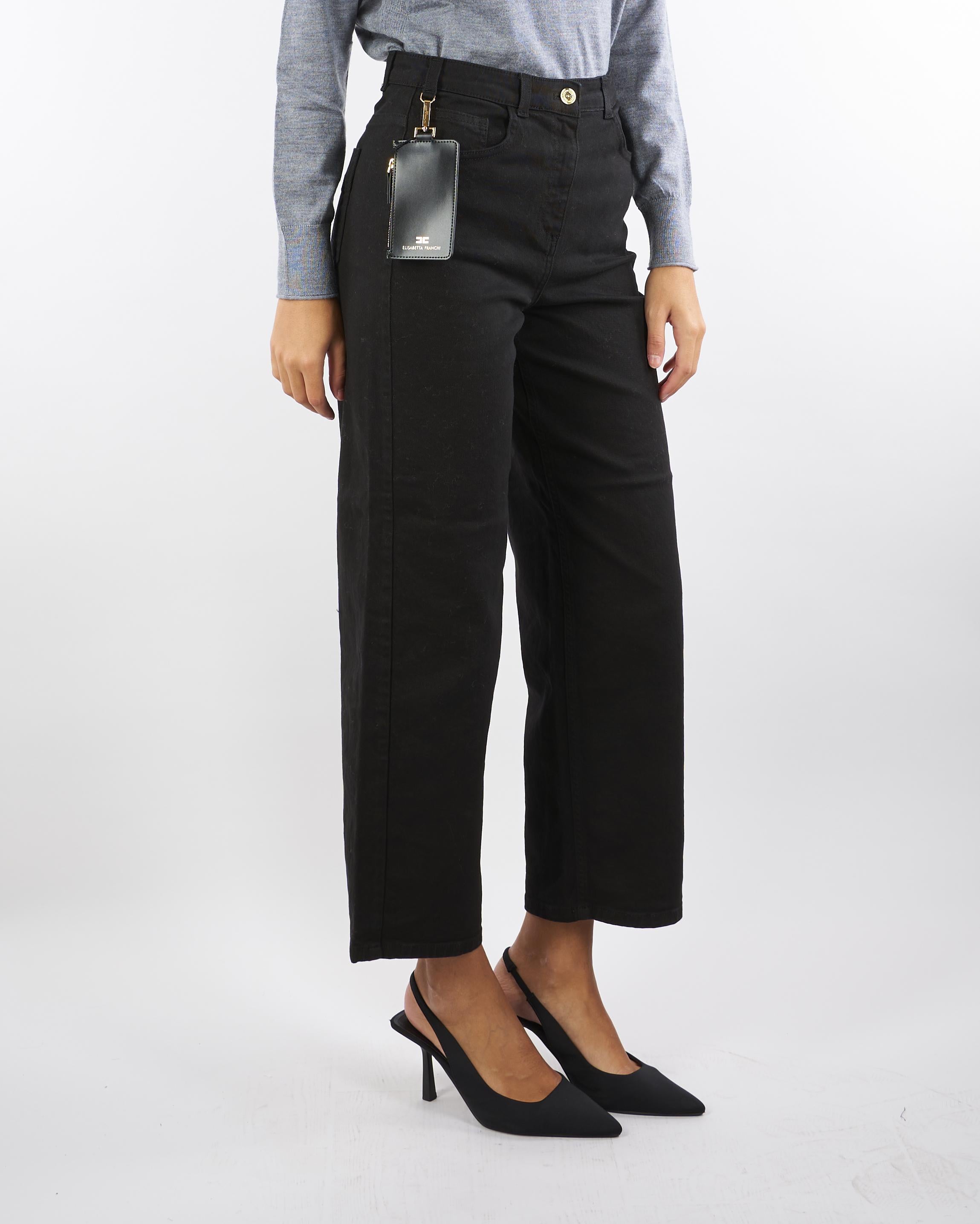 Jeans Nero in drill di cotone PJ04D56E2 110 ELISABETTA FRANCHI 