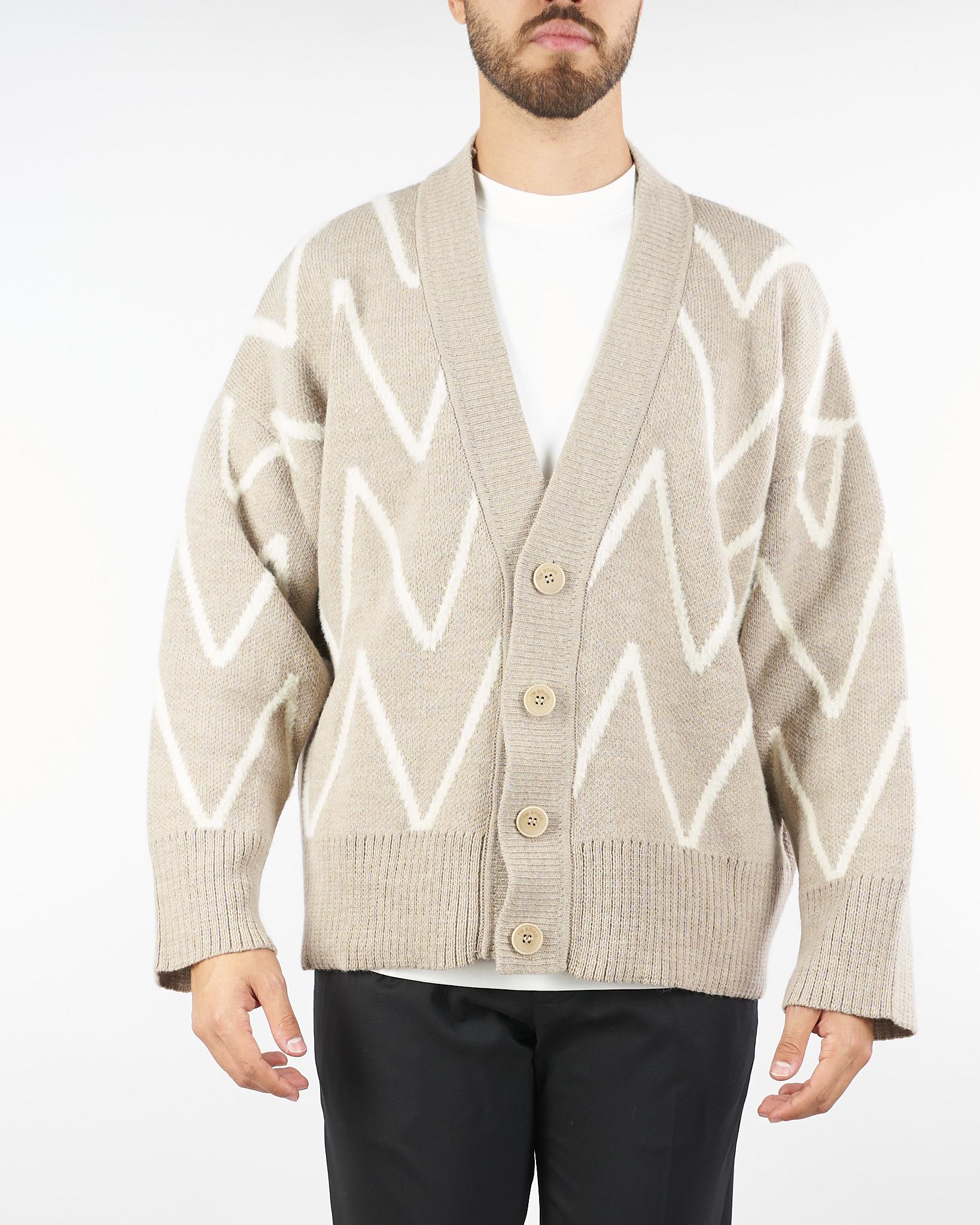 Cardigan Beige Relaxed fit con fantasia jacquard MA3418 25 I'M BRIAN 