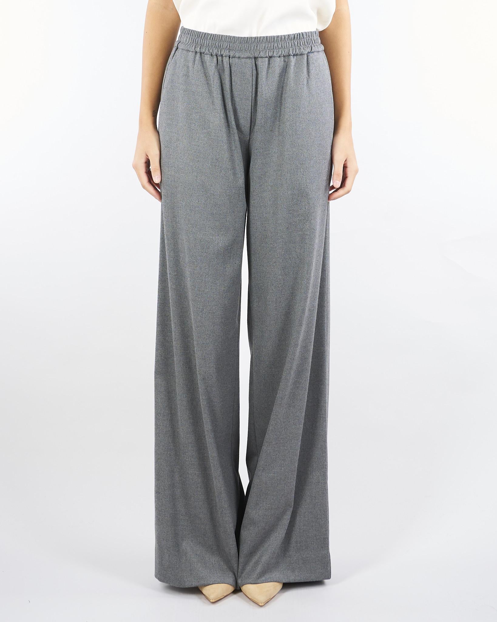 Pantalone Grigio wide leg con elastico in vita RI5CO014 0007 ICONA 