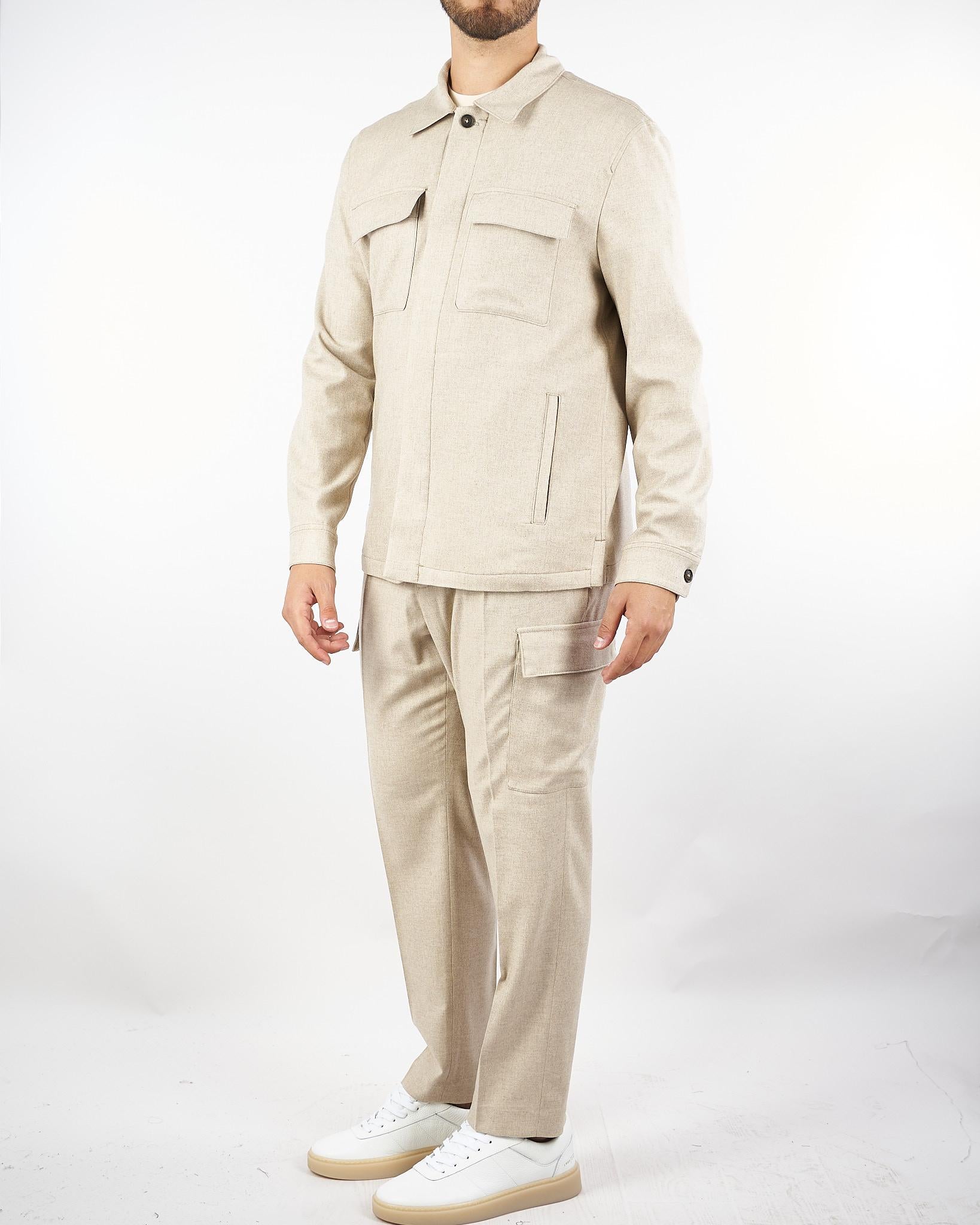 Overshirt Beige in flanella di lana 3932G2441X253600 23 MANUEL RITZ 