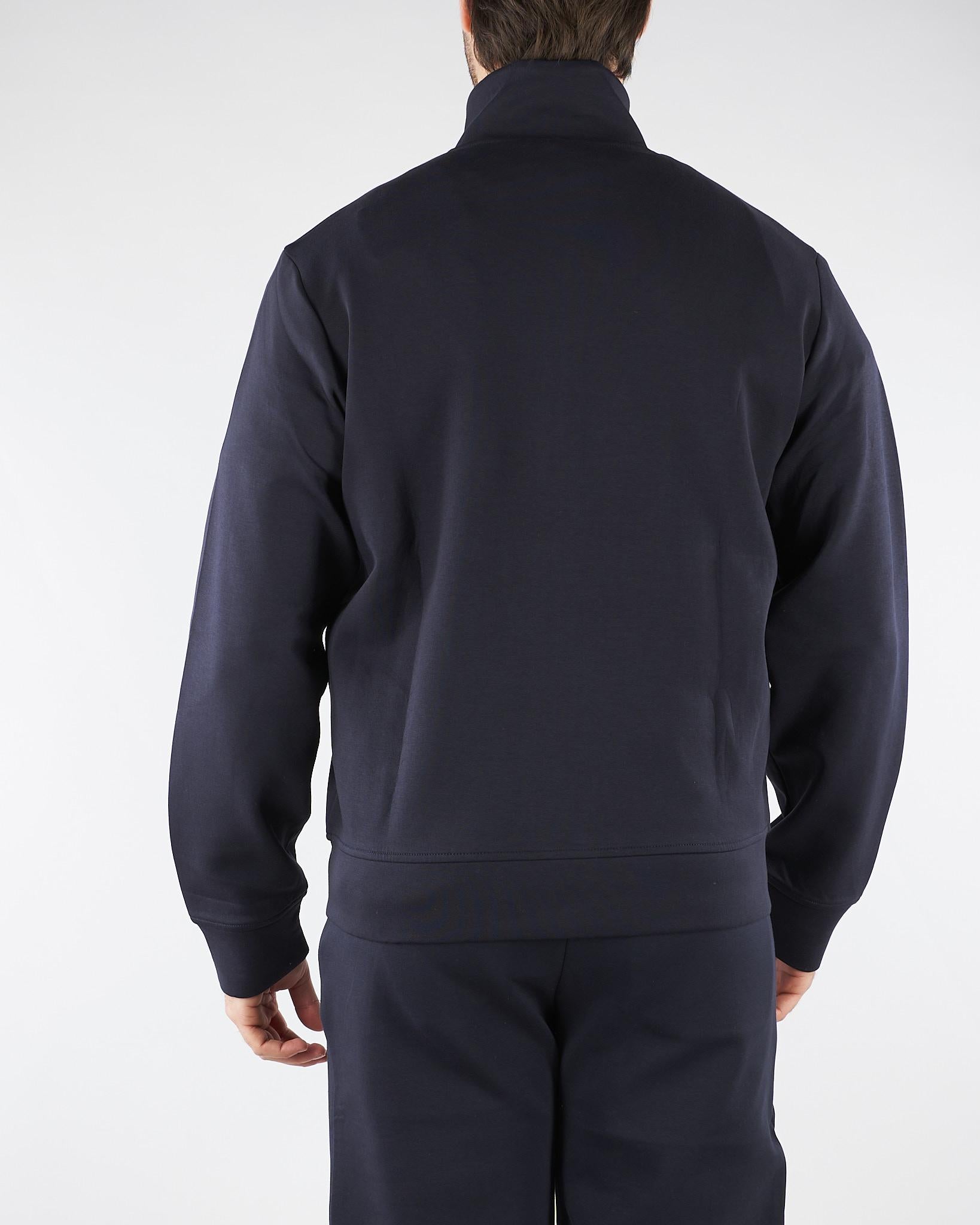 Felpa Blu full zip in double jersey con logo EM004536AF10013 UB118 EMPORIO ARMANI 