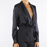 Body Nero in raso di seta CB00757E2 110 ELISABETTA FRANCHI 