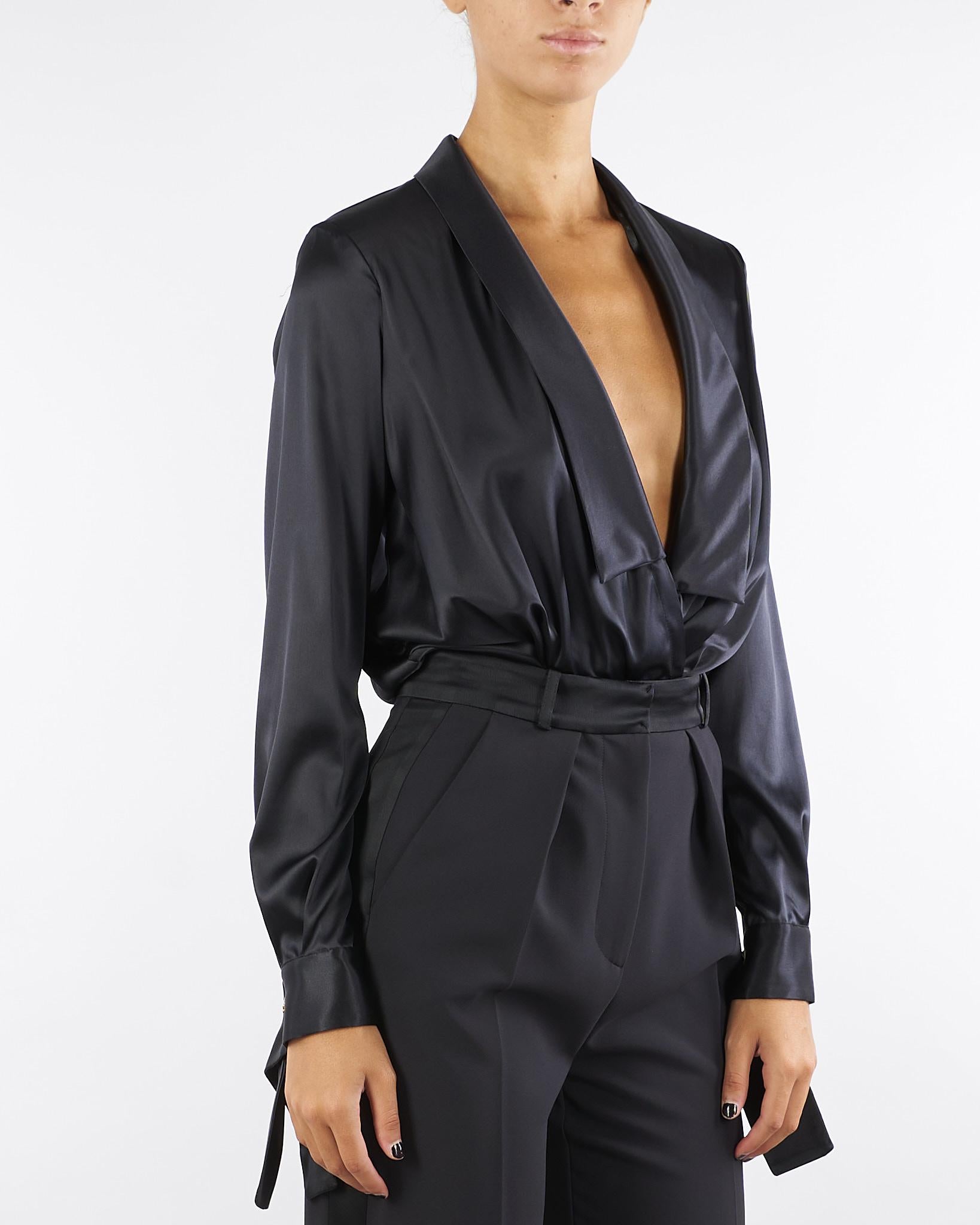 Body Nero in raso di seta CB00757E2 110 ELISABETTA FRANCHI 