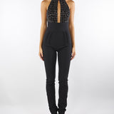 Tuta Nero in tulle e crêpe con ricami cocco TU06257E2 110 ELISABETTA FRANCHI 