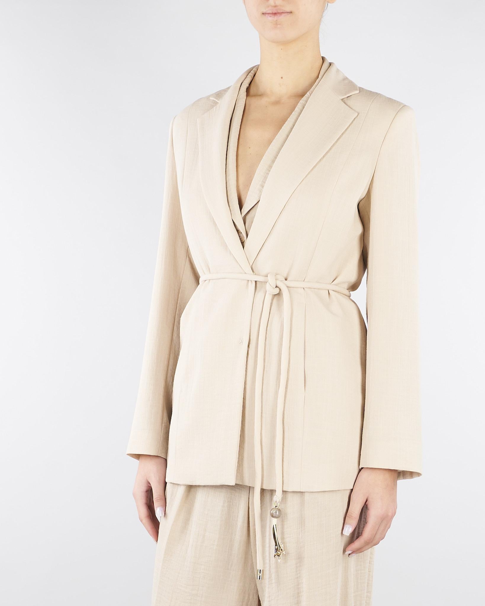 Giacca Beige con cintura GI00901TVIS0025 V0778 SIMONA CORSELLINI 