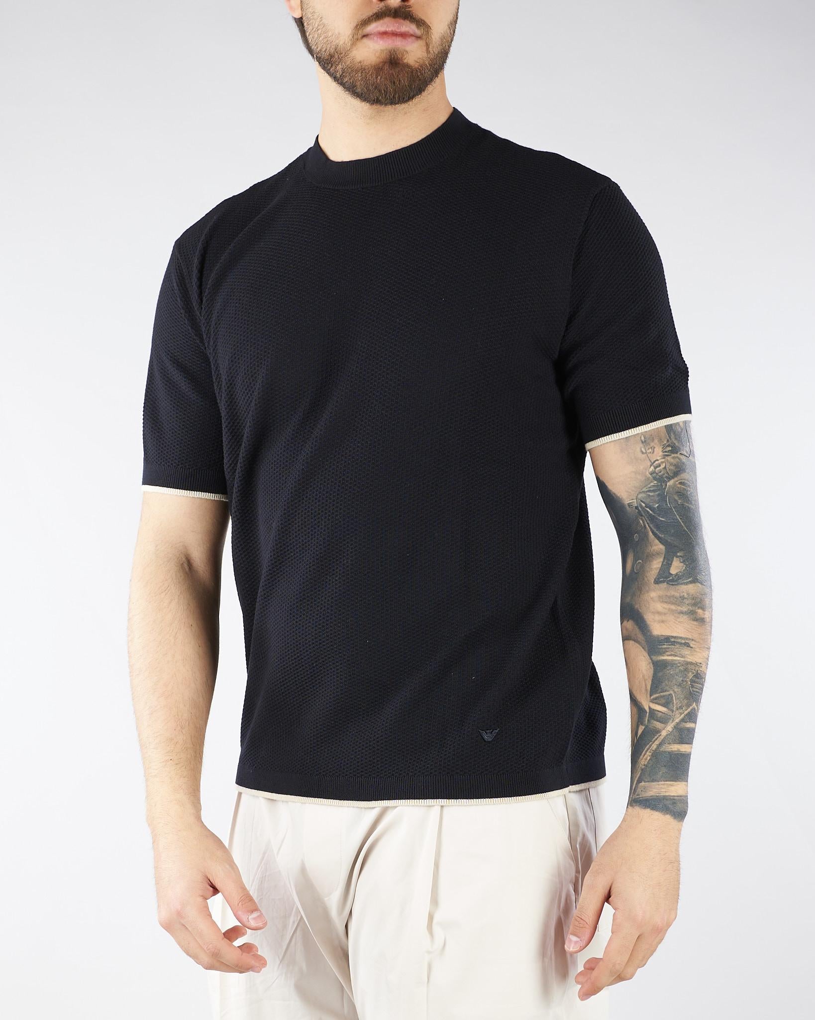 Maglia Nero in cotone con motivo chevron EM005529AF25257 FB167 EMPORIO ARMANI 