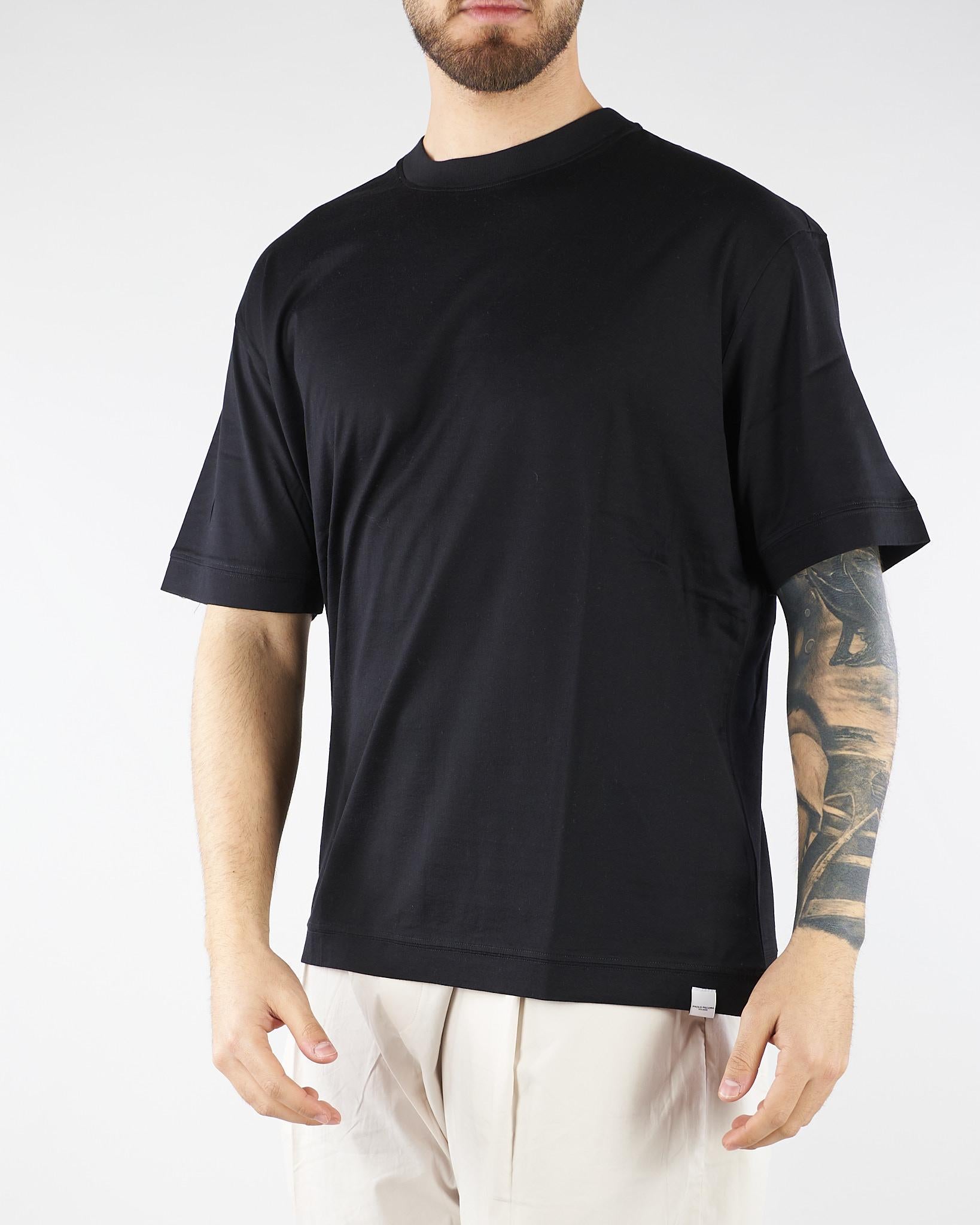 T-shirt Nero in jersey lucido F0134054 9000 PAOLO PECORA 