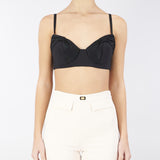 Top in crêpe con fiocchi in raso