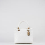Borsa Tote Avorio piccola in jacquard con charms