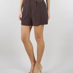 Shorts Cacao in gabardina con logo gioiello SH00561E2 644 ELISABETTA FRANCHI 