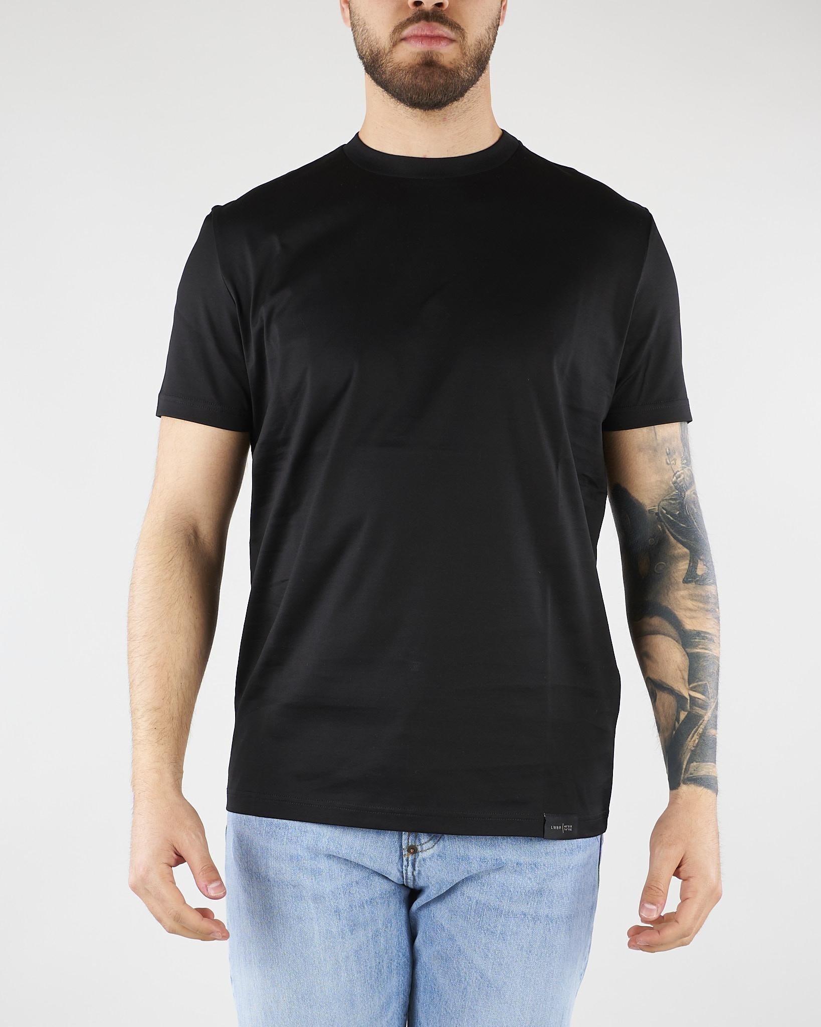 T-shirt Basic Nero in cotone mercerizzato LT26001 D001 LOW BRAND 