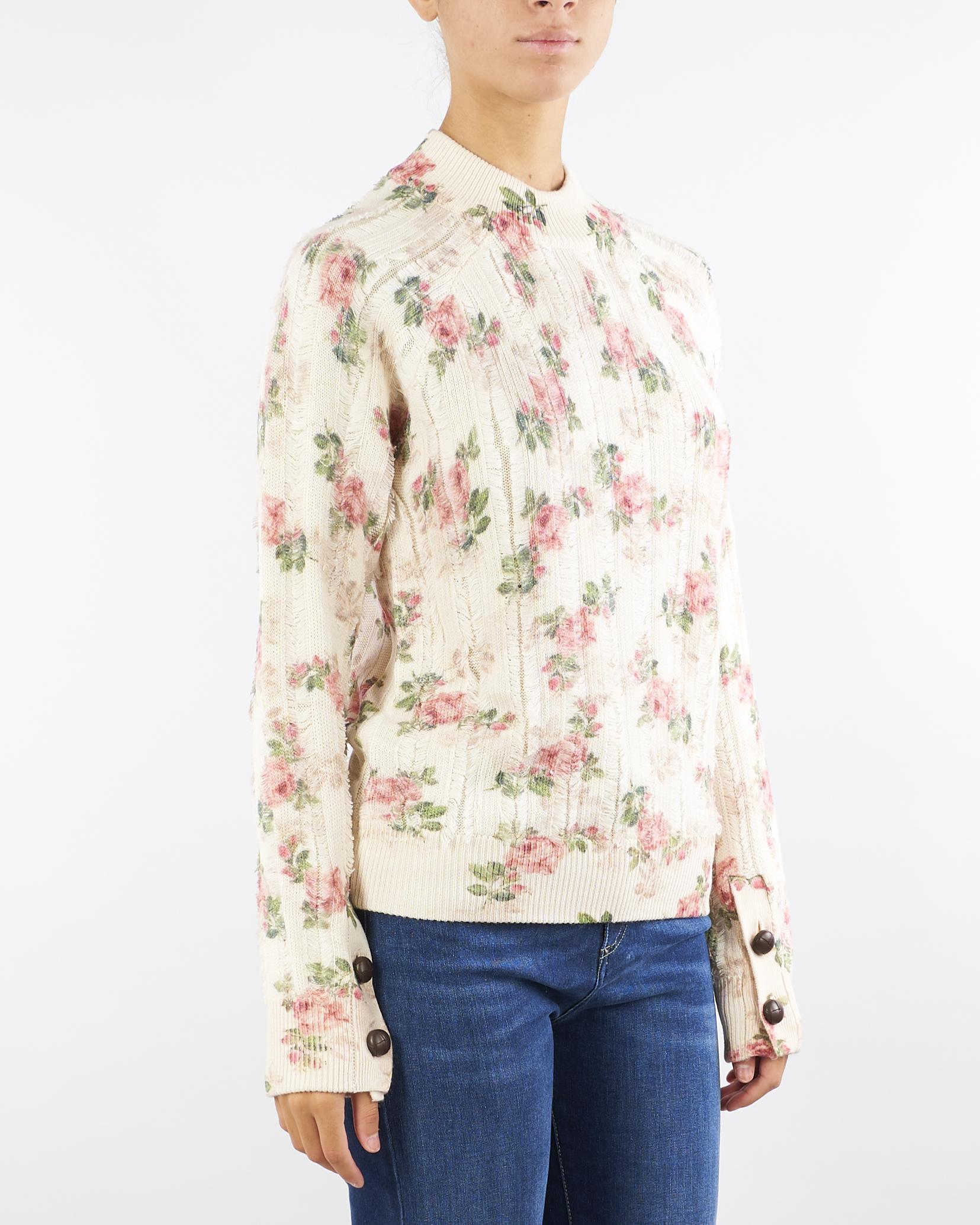 Maglia Crema-Rosa con stampa a fiori RF5187MA51I P9073 BLUGIRL 