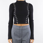 Maglia Nero glam rock aderente 2K0320K291 K103 PATRIZIA PEPE 